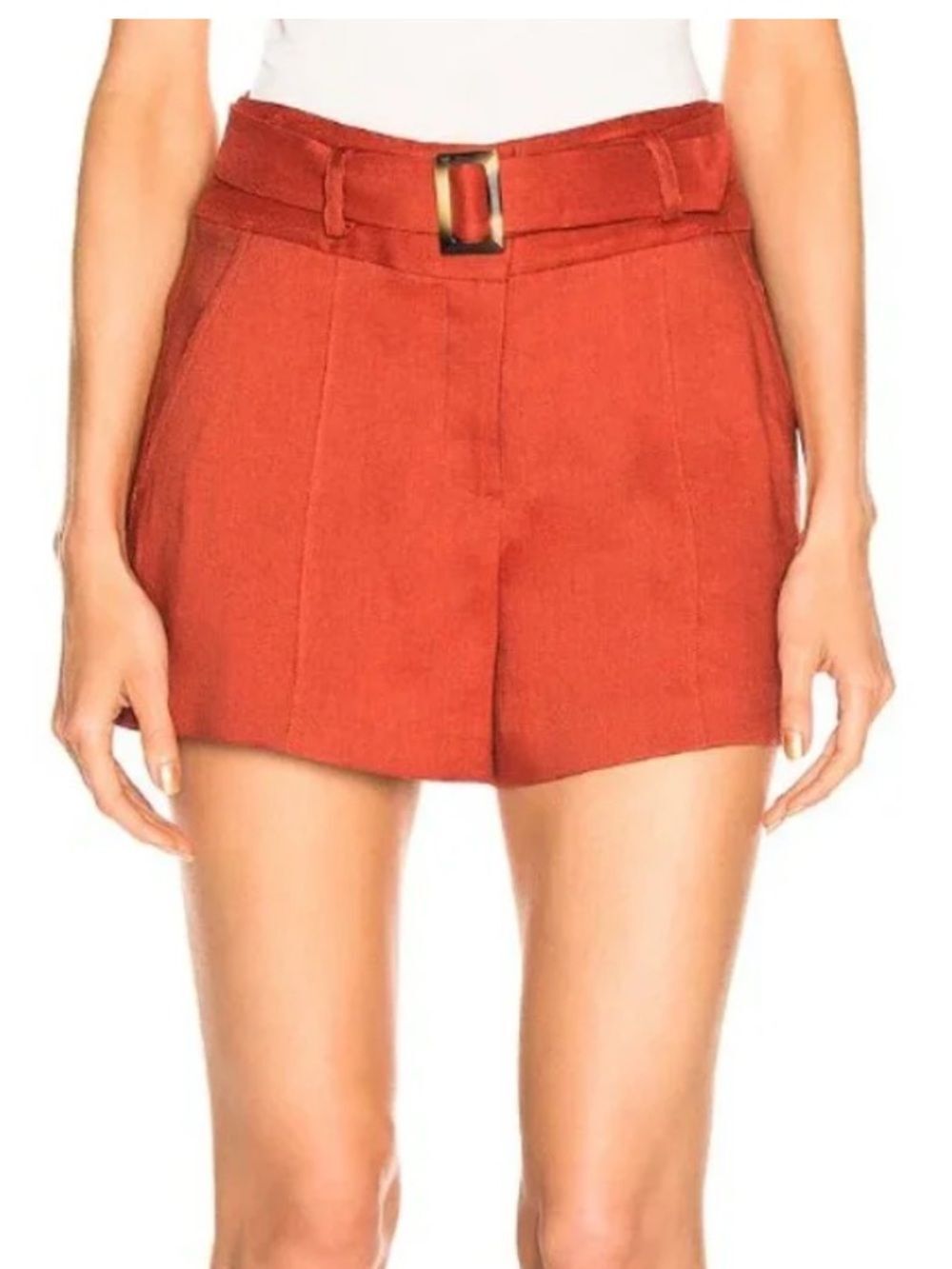 Veronica Beard 'Makayla' Belted Linen-Blend Tailored Shorts, Clay 00